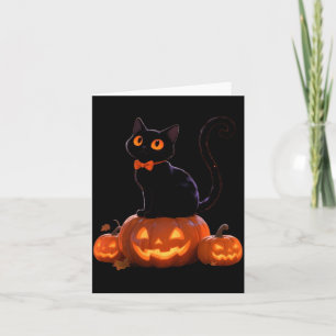 Carte Chat de Halloween Citrouille Chat Noir Performance