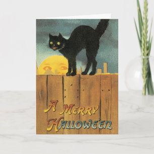 Carte Chat de Halloween joyeux vintage par Ellen Clapsad