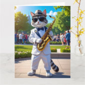 Carte Chat de jazz cool (Fleur jaune)