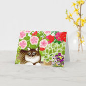 Carte Chat de jungle de jardin (Fleur jaune)