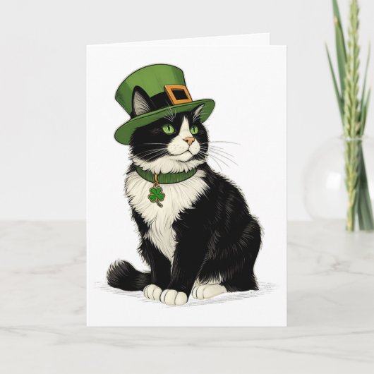Carte Chat de la Saint-Patrick Lutin Trèfle Chat Chaton (Devant)