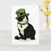 Carte Chat de la Saint-Patrick Lutin Trèfle Chat Chaton (Fleur jaune)