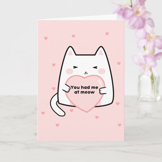 Carte Chat de la Saint-Valentin rose coeurs vous m'avez (Orchidée)