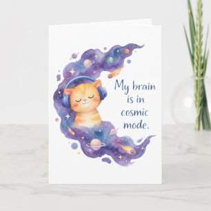 Carte Chat de l'espace drôle Mon cerveau est en mode cos