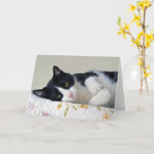 Carte Chat de luxe réfléchi (Fleur jaune)