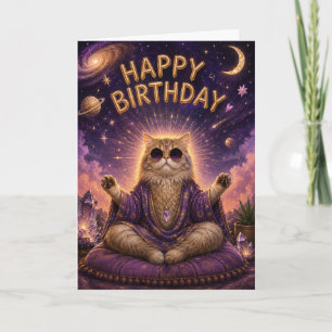 Carte Chat de méditation joyeux anniversaire