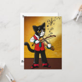 Carte Chat de musique violon (Devant/Arrière en situation)
