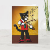 Carte Chat de musique violon (Devant)