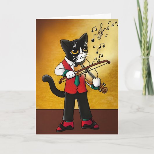 Carte Chat de musique violon (Devant)