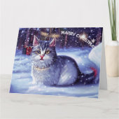 Carte Chat de neige de Noël (Devant)