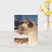 Carte Chat de neige - Profil de la pointe bleue de Siame (Fleur jaune)