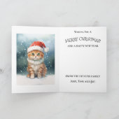 Carte Chat de Noël à Santa Hat en famille d'hiver (Intérieur)