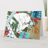 Carte chat de Noël blanc (Devant)