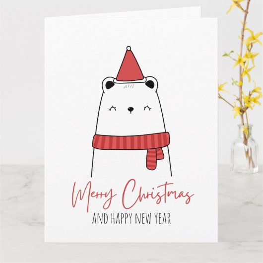 Carte Chat de Noël drôle  (Fleur jaune)