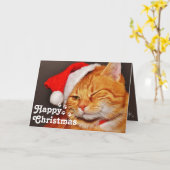 Carte Chat de Noël drôle clin d'œil Santa&Joyeux Unique (Fleur jaune)