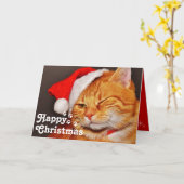 Carte Chat de Noël drôle clin d'œil Santa&Noël Unique (Fleur jaune)