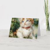 Carte Chat de Noël fluffy Aquarelle (Devant)