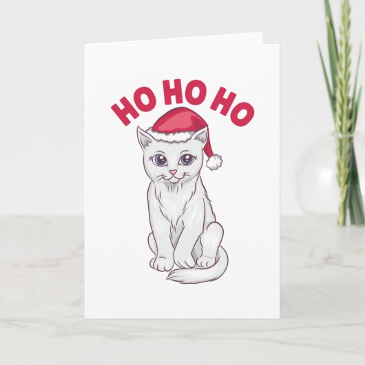 Carte Chat de Noël Ho Ho (Devant)