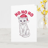 Carte Chat de Noël Ho Ho (Fleur jaune)