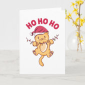 Carte Chat de Noël Ho Ho Ho (Fleur jaune)