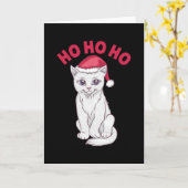 Carte Chat de Noël Ho Ho Ho (Fleur jaune)
