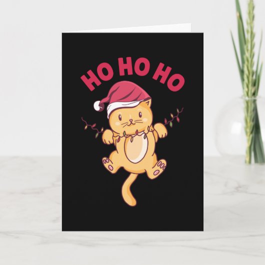 Carte Chat de Noël Ho Ho Ho (Devant)