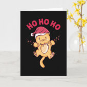 Carte Chat de Noël Ho Ho Ho (Fleur jaune)