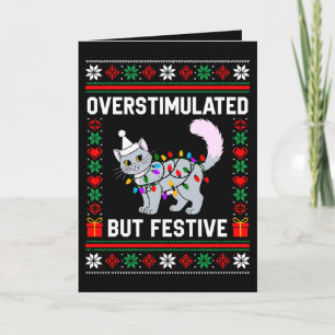 Carte Chat de Noël laid surexcité mais festif