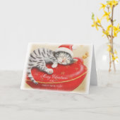 Carte Chat de Noël mignon (Fleur jaune)
