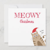 Carte Chat de Noël portant un chapeau de santa, drôle de (Dos)