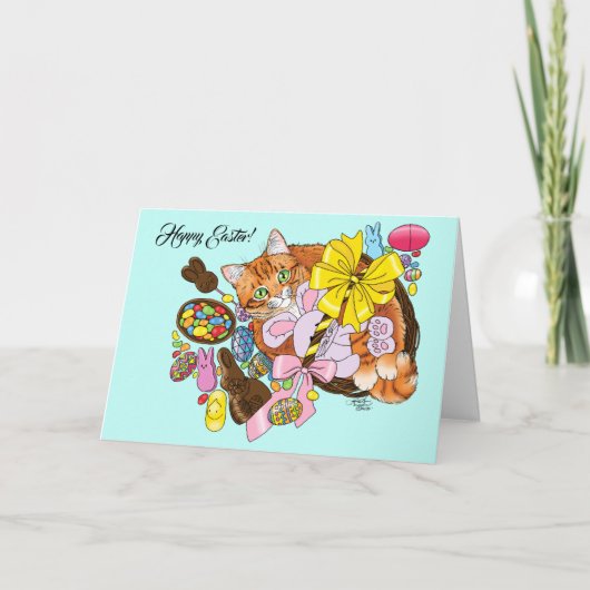 Carte Chat de Pâques Orange (Devant)