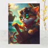 Carte Chat de pirate de vapeur (Fleur jaune)