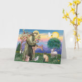 Carte Chat de Siamese et Saint François (Fleur jaune)