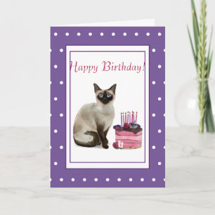 Carte Chat de Siamese "Joyeux anniversaire du chat" Anni