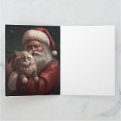 Carte Chat de Sibérie avec Noël Festif du Père Noël (Intérieur)