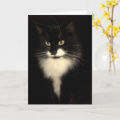 Carte Chat de smoking (Fleur jaune)