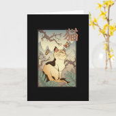 Carte Chat de style japonais (Fleur jaune)