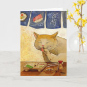 Carte Chat de sushi "tout fait ! " (Fleur jaune)