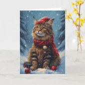 Carte Chat de vacances (Fleur jaune)