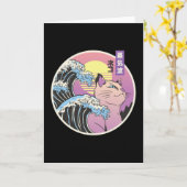 CARTE CHAT DE VAPORWAVE (Fleur jaune)