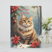Carte Chat de vœux saisonniers (Debout devant)
