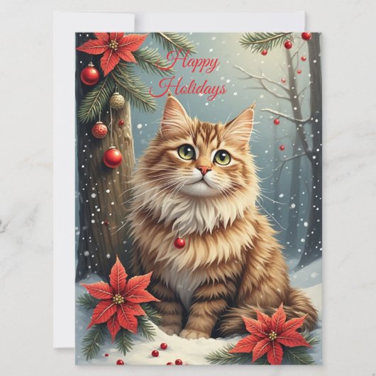 Carte Chat de vœux saisonniers (Devant)