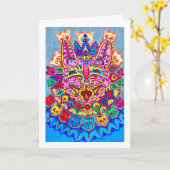 Carte Chat décoratif Abstrait, Louis Wain (Fleur jaune)