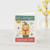 Carte Chat - Décorons l'arbre de Noël (Fleur jaune)