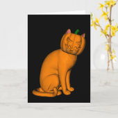 Carte Chat d'Halloween bizarre (Fleur jaune)