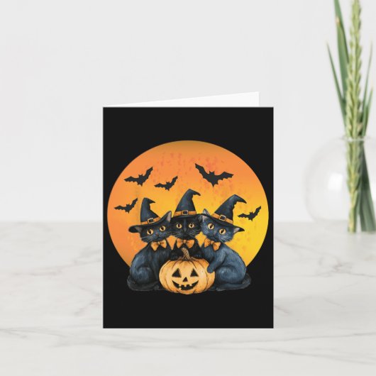 Carte Chat d'Halloween Chat noir Halloween Chat effrayan (Devant)