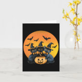Carte Chat d'Halloween Chat noir Halloween Chat effrayan (Fleur jaune)