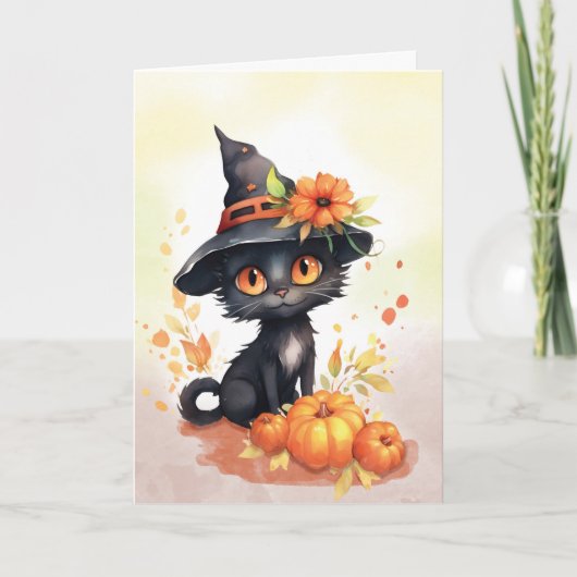 Carte Chat d'Halloween doux (Devant)
