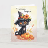 Carte Chat d'Halloween doux pour la fille (Devant)