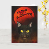 Carte Chat d'Halloween éffrayant (Fleur jaune)